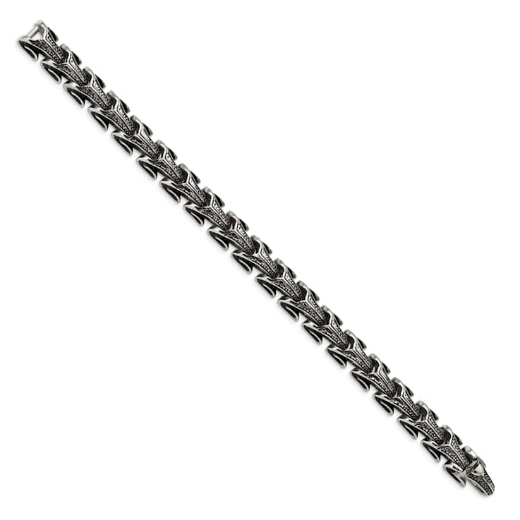 Stainless Steel Antiqued and Polished Bracelet