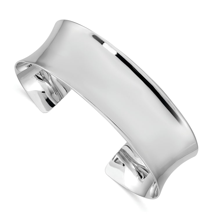 Rhodium Over Sterling Silver Polished 20mm Cuff Bracelet