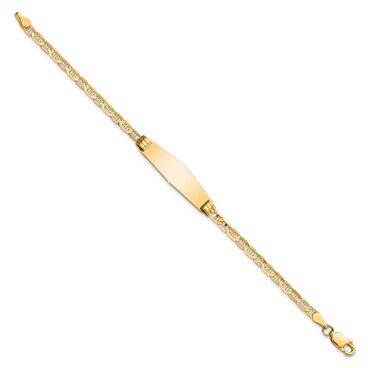 14k Yellow Gold Children's Soft Diamond Shape Mariner Link ID Bracelet