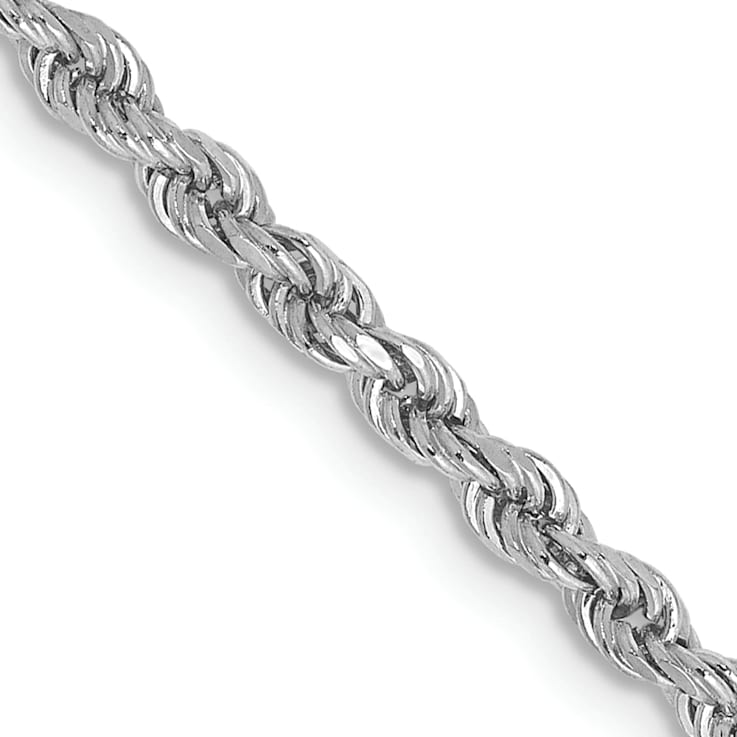 14k White Gold 2.25mm Diamond Cut Rope Chain 26 Inches