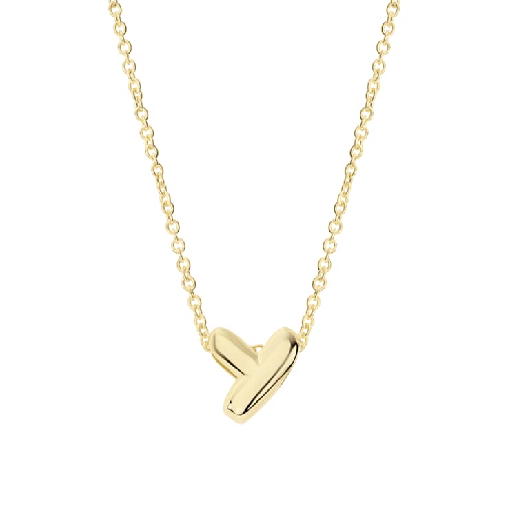 CZ Initial Y Tennis Necklace And Pendant Set In 14K Gold Over Brass 4.05ctw