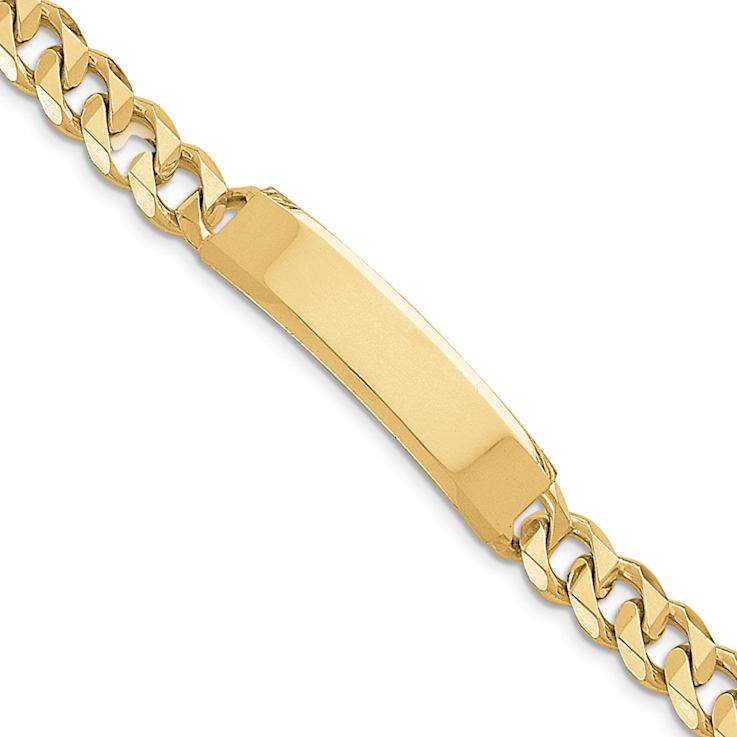 14k Yellow Gold Hand-polished Curb Link ID Bracelet