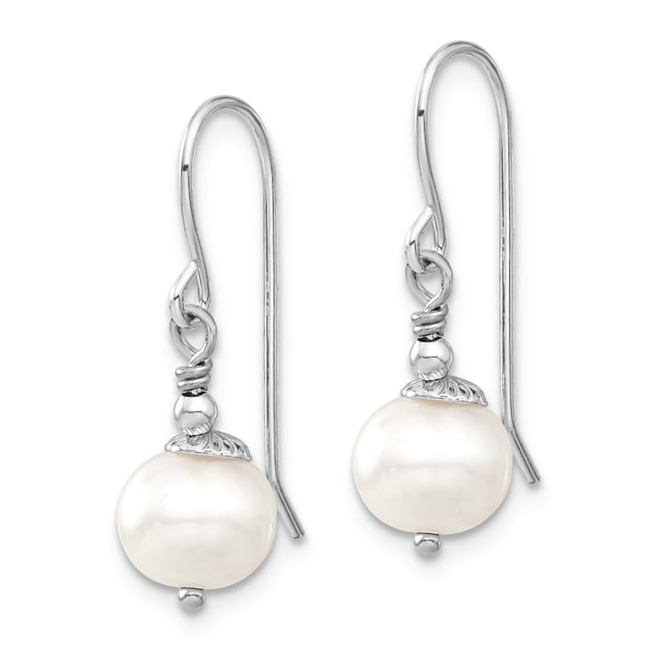 Rhodium Over Sterling Silver 7-8mm White Freshwater Cultured Pearl
Earring/Necklace Set