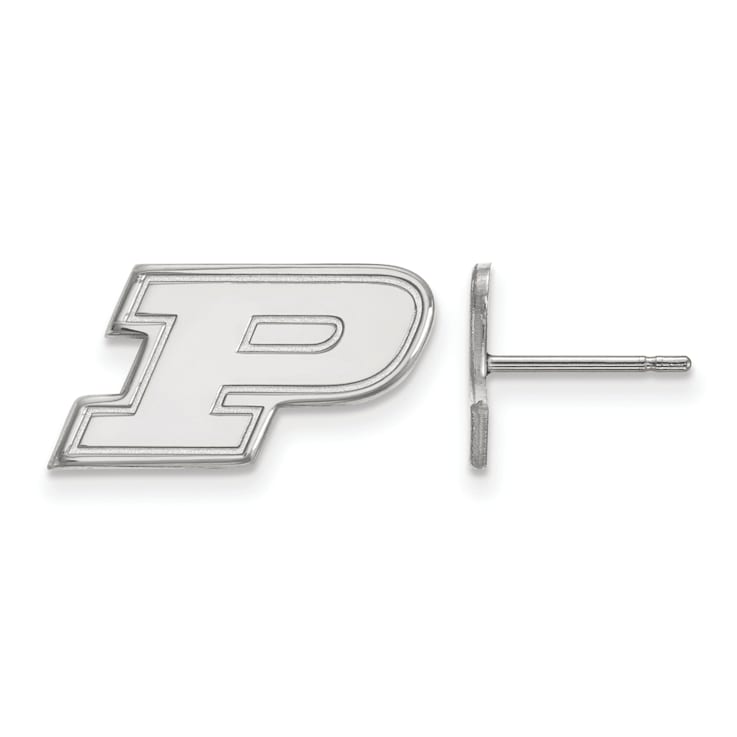 Rhodium Over Sterling Silver  LogoArt Purdue University Extra Small Post Earrings