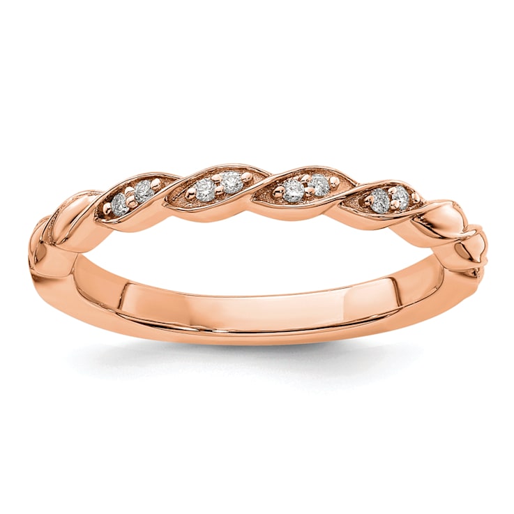 14K Rose Gold Stackable Expressions Diamond Twist Ring 0.04ctw