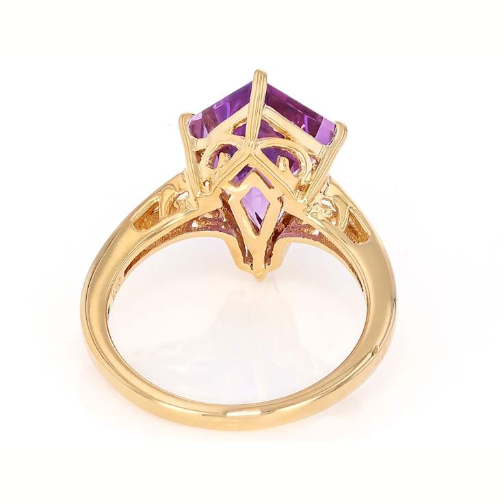 Amethyst Kite Solitaire Ring In 18K Gold Over Sterling Silver 2.65ct