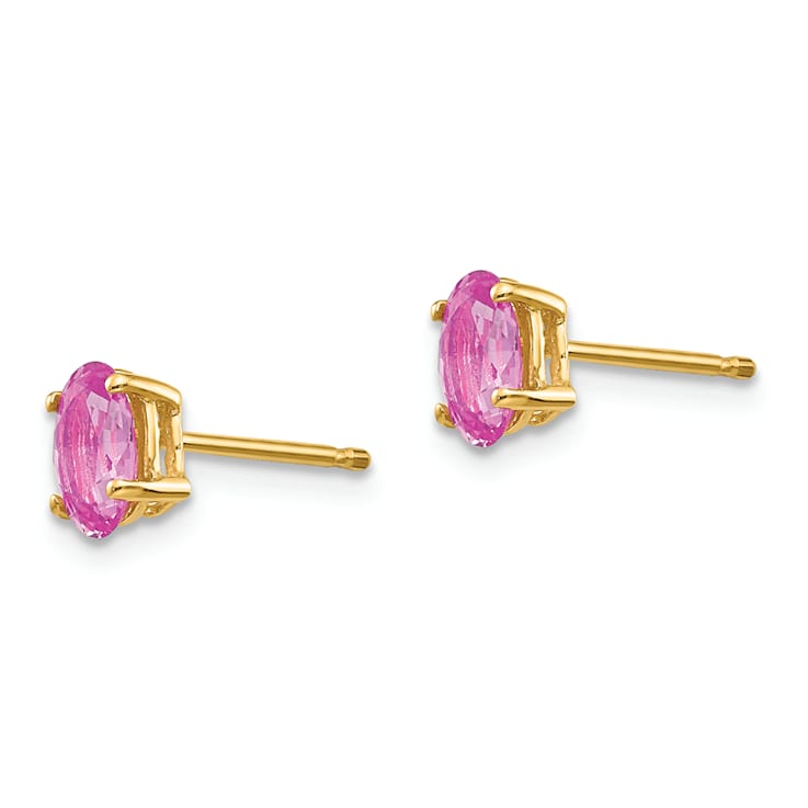 14K Yellow Gold Pink Sapphire Earrings