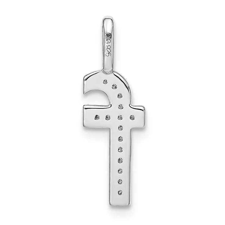 14K White Gold Diamond Lower Case Letter F Initial Pendant