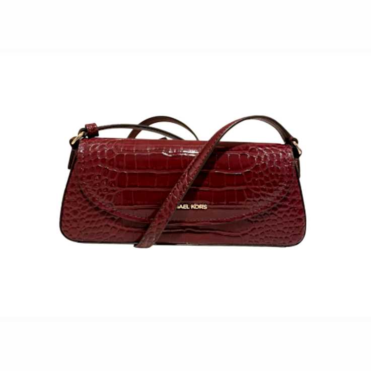 Michael Kors Katya Medium Flap Crossbody Handbag in Faux Embossed Croc
Patent Oxblood