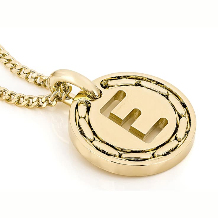 Cardano Initial E Pendant Necklace In 18K Gold Over Bronze