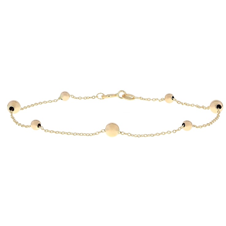 Dainty Gold Bead Station Bracelet In Solid 14K Yellow Gold