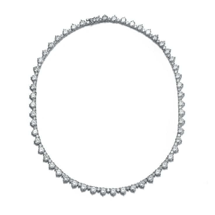 CZ Tennis Necklace In Sterling Silver 16 Inch