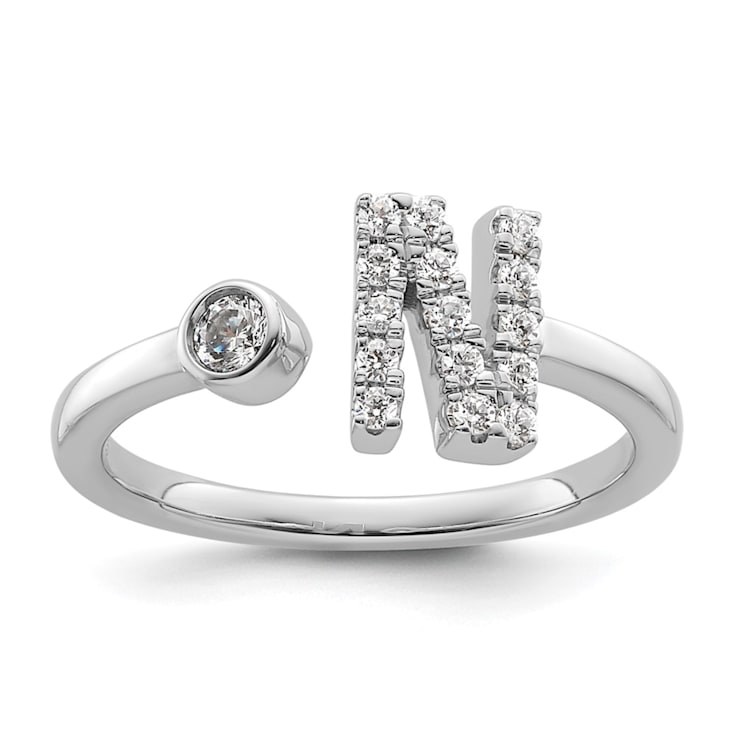 Rhodium Over 14K White Gold Lab Grown Diamond VS/SI GH, Initial N
Adjustable Ring