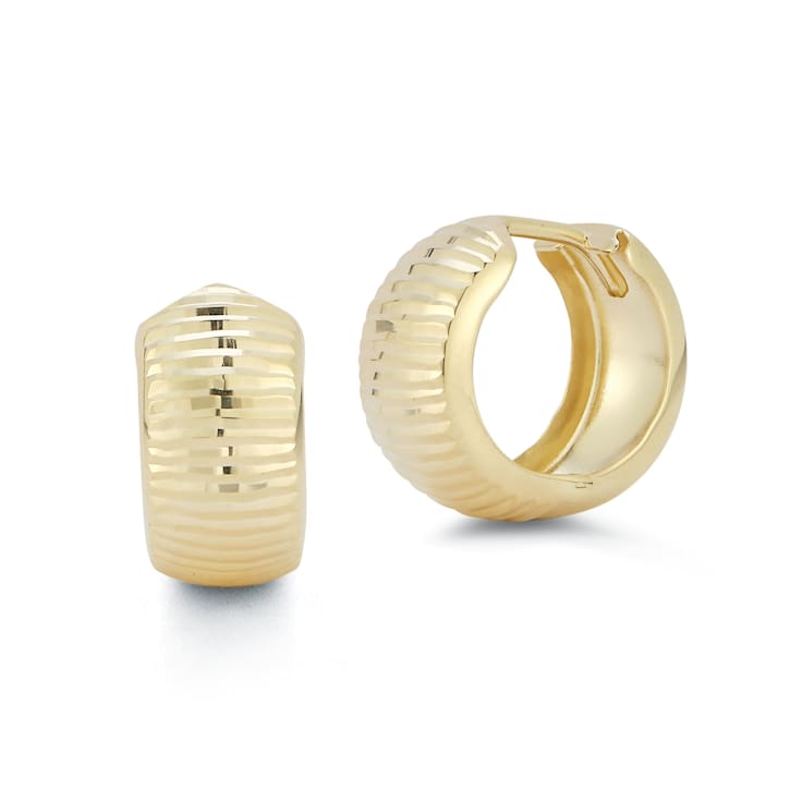 Bellissima Gold 14K Yellow Gold Bold Diamond Cut Hoop Earrings