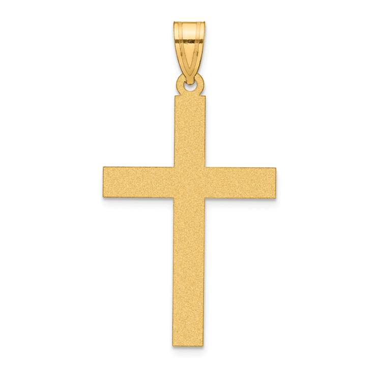 14k Yellow Gold Sandblasted Cross Pendant