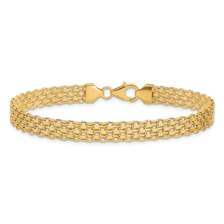 14k Yellow Gold Polished 6.2mm Fancy Link Bracelet