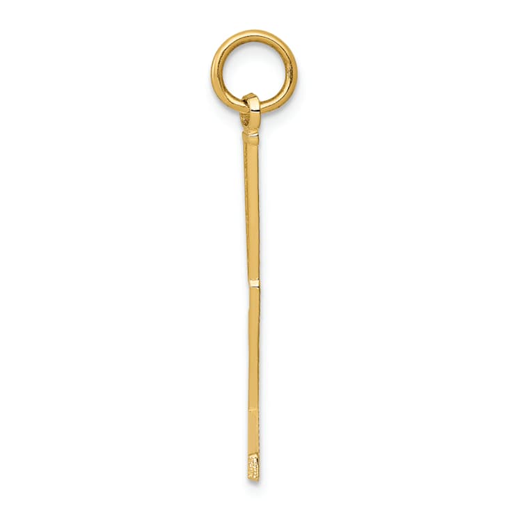 14k Yellow Gold Textured Goalie Stick Charm
