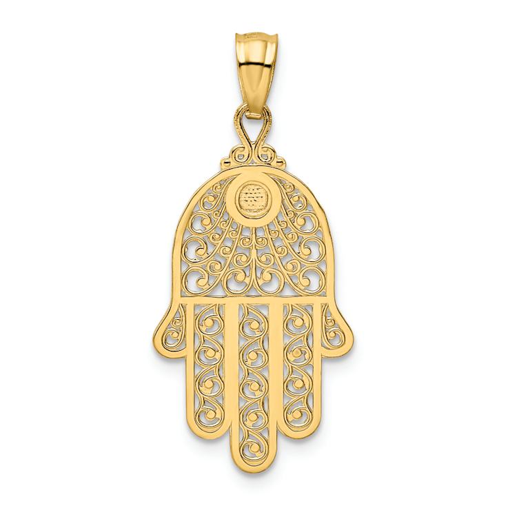 14k Yellow Gold Diamond-Cut and Textured Hand of God Pendant