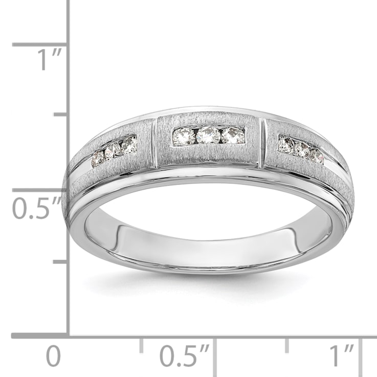 Rhodium Over 10K White Gold Lab Grown Diamond Men's Ring