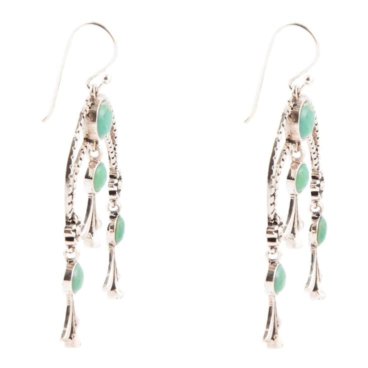 Barse Jewelry Floral Chandelier Blue Turquoise Sterling Silver Earrings