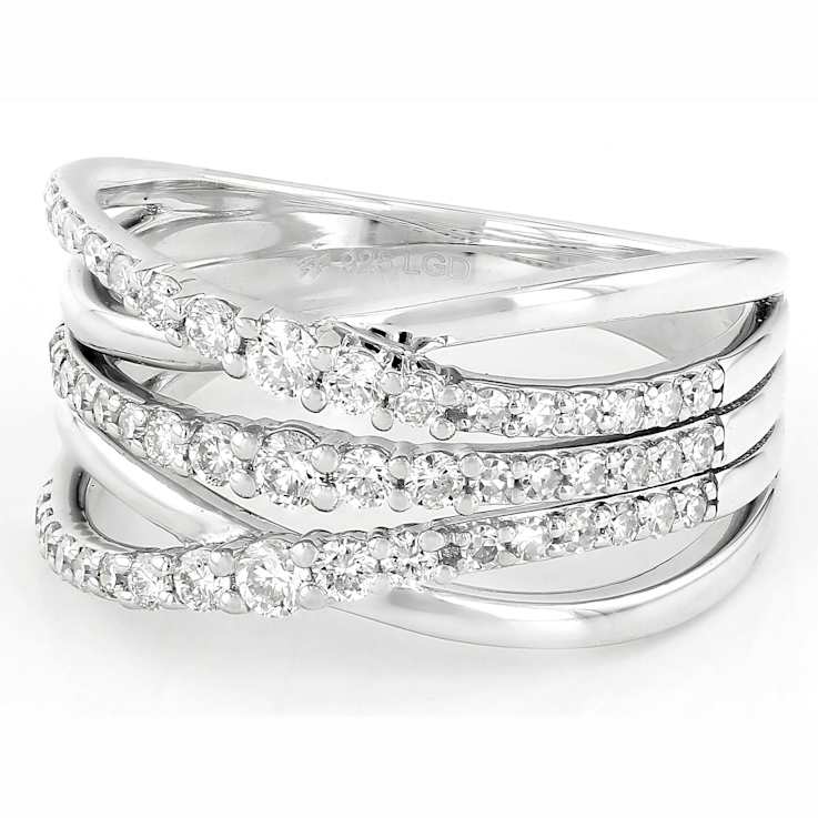 Lab-Grown Diamond Crossover Ring 0.62ctw In Sterling Silver