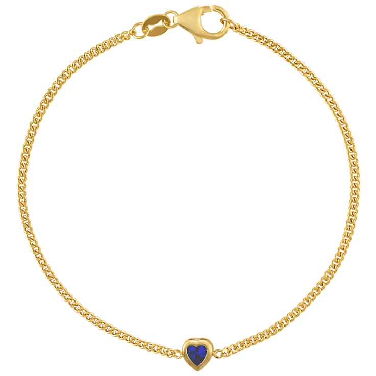 14K Yellow Gold Over Sterling Silver Lab Created Sapphire Curb Chain
Bracelet .22ctw