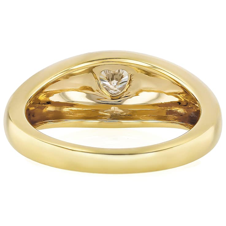 Heart Moissanite Band Ring In 14K Gold Over Sterling Silver