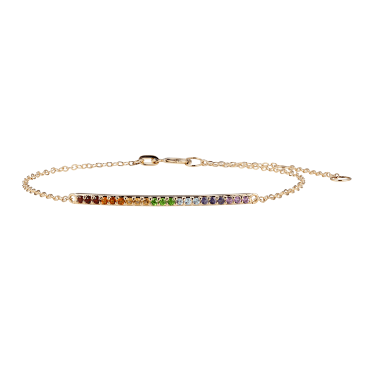 Multi-Gemstone 10k Yellow Gold Bracelet 0.61ctw