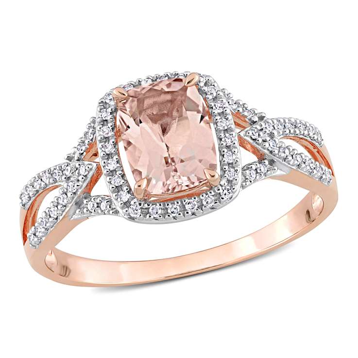 Morganite and Diamond 10K Rose Gold Ring 1.51ctw