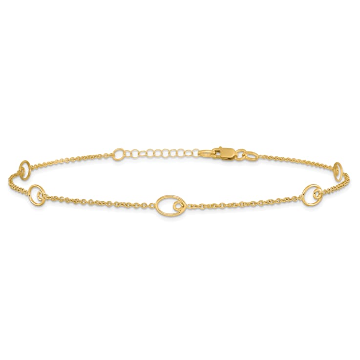 14K Yellow Gold Polished with 1-inch Extension Anklet