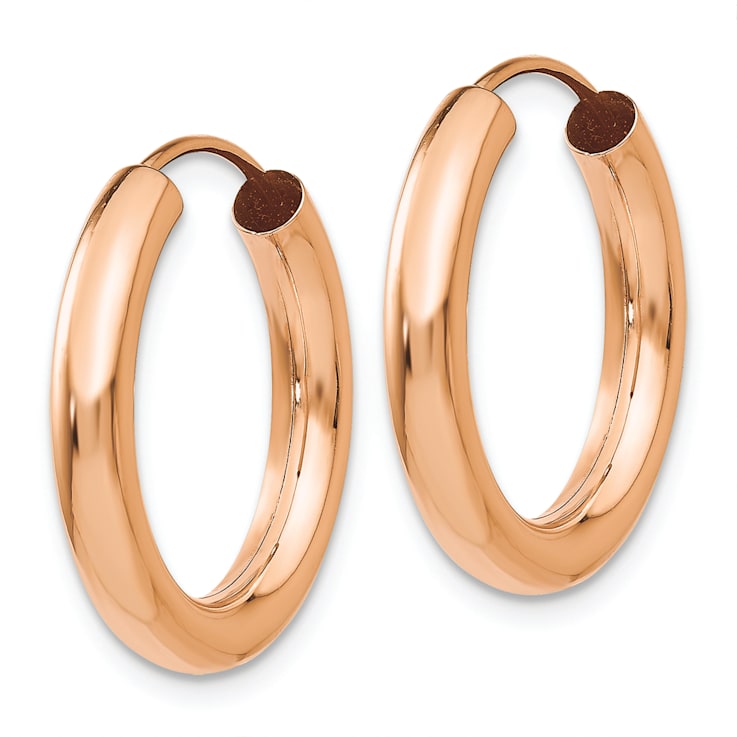 14k Rose Gold 3/4" Polished Endless Tube Hoop Earrings