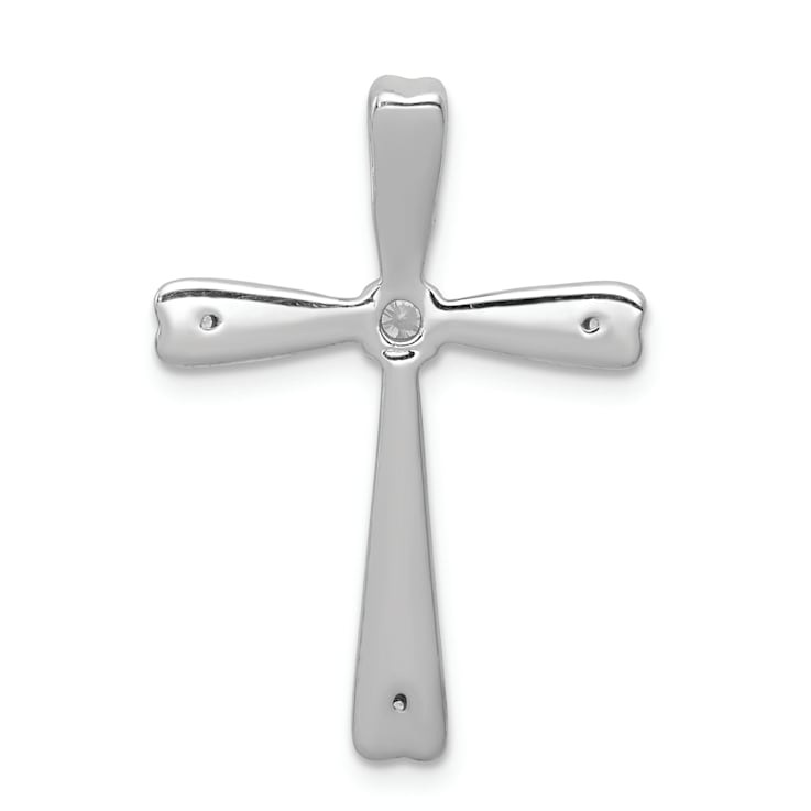 Rhodium Over 14k White Gold Diamond Cross Chain Slide Pendant