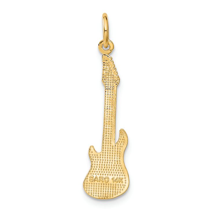 14k Yellow Gold Textured Guitar Charm