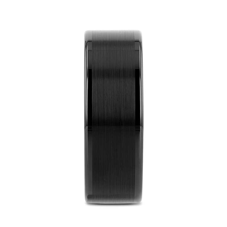 VULCAN Flat Black Tungsten Ring with Brushed Center & Polished Edges 8mm