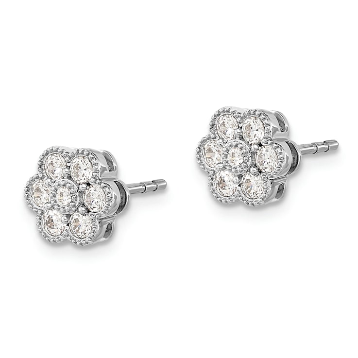 Rhodium Over 14K White Gold Lab Grown Diamond SI1/SI2, G H I, Floral
Post Earrings