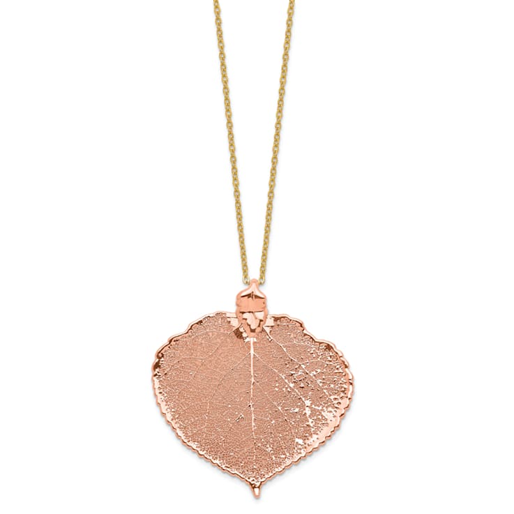 Copper Dipped Aspen Leaf with 20 Inch Gold-plated Necklace