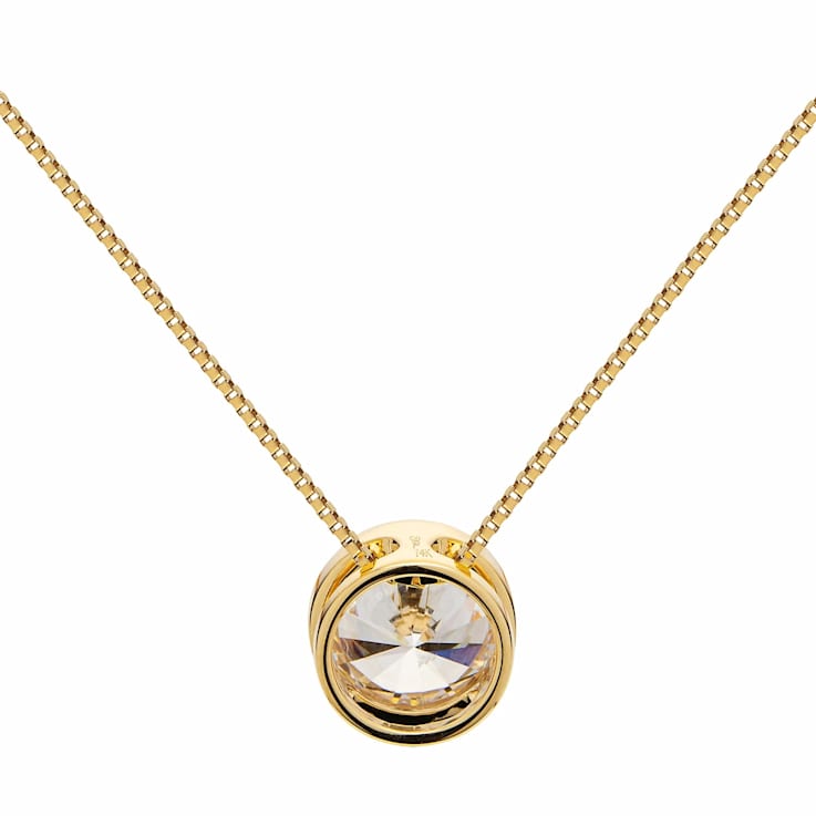 White Cubic Zirconia 14k Yellow Gold Pendant With Chain 1.50ctw
