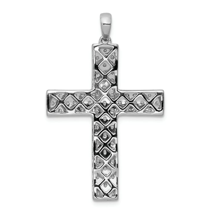 Rhodium Over 14K White Gold 1ct. Diamond Latin Cross Pendant