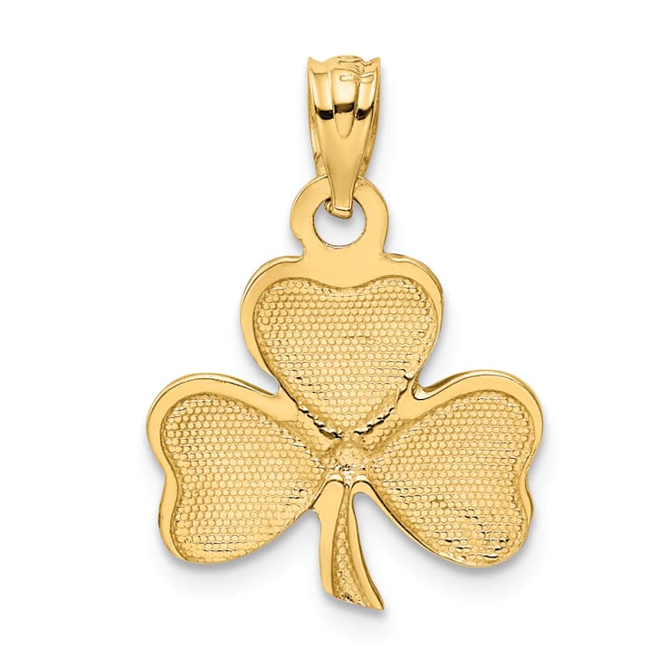 14K Yellow Gold Enameled 3 Leaf Clover Pendant