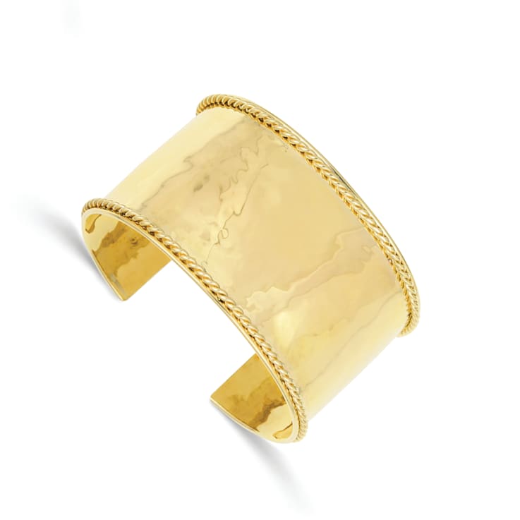14K Yellow Gold Rope Edge 37mm Cuff Bangle
