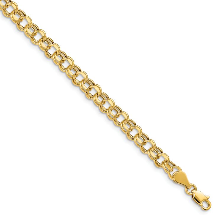 14k Yellow Gold 5mm Diamond-Cut Double Link Bracelet