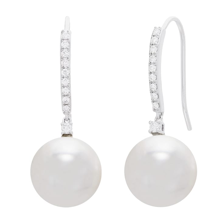 12-13mm Round White Freshwater Pearl with 0.27ctw Diamond 14K White Gold
Drop Earrings