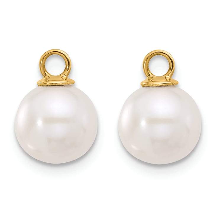 14K Yellow Gold 7-8mm Black and White Freshwater Cultured Pearl
Removable Dangle Hoop Earrings