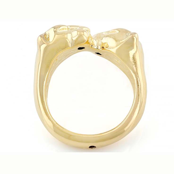 Double Panther Ring In 18K Gold Over Bronze