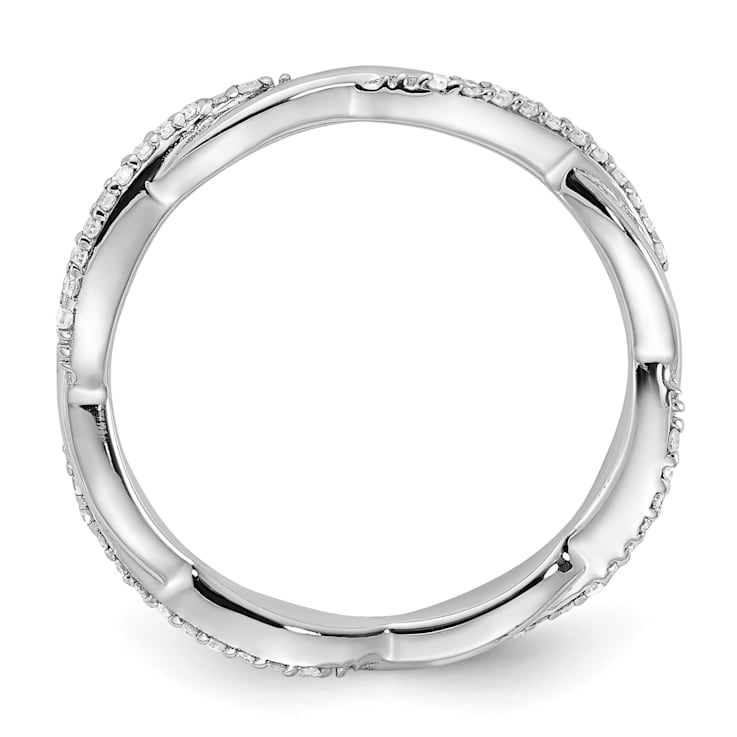 Sterling Silver Stackable Expressions Polished Diamond Ring 0.132ctw