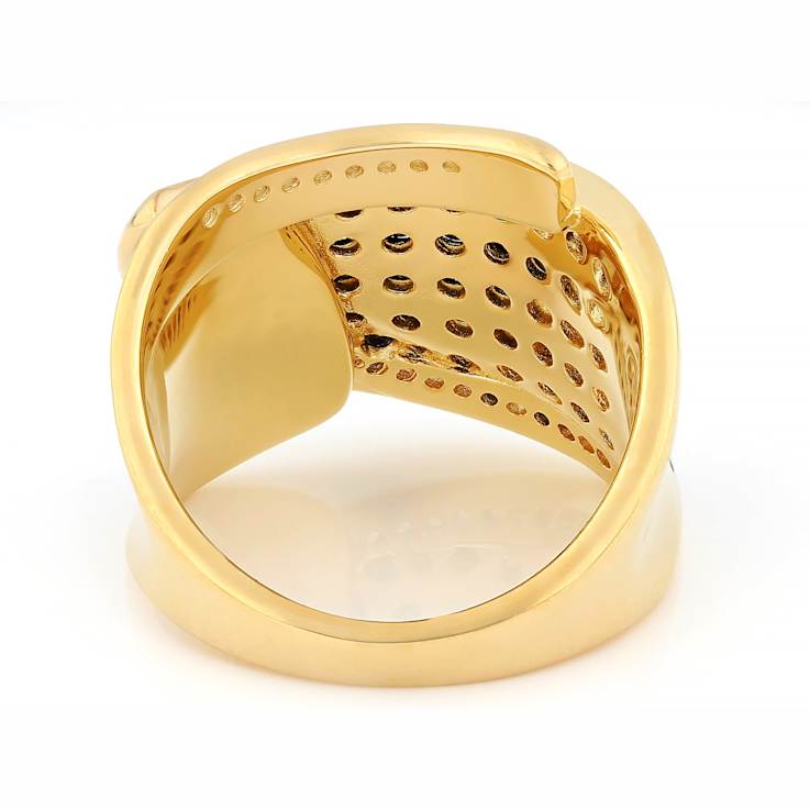 Black Spinel And White Zircon Ring In 18K Gold Over Sterling Silver 1.56ctw