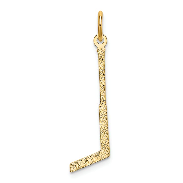 14k Yellow Gold Textured Goalie Stick Charm