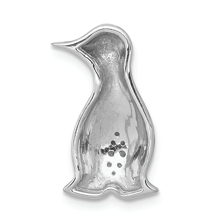 Rhodium Over 14k White Gold Diamond Penguins Chain Slide