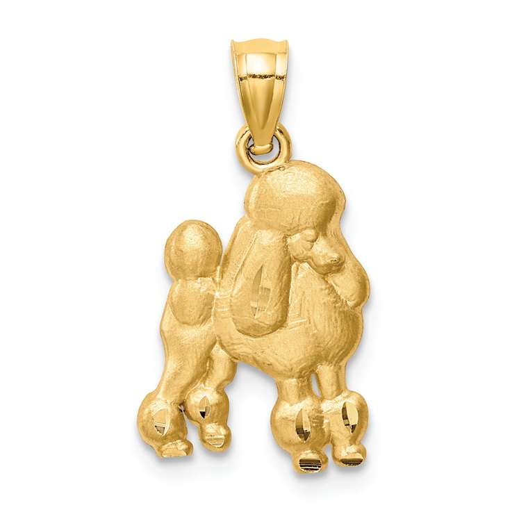 14k Yellow Gold Brushed and Diamond-Cut Poodle Pendant