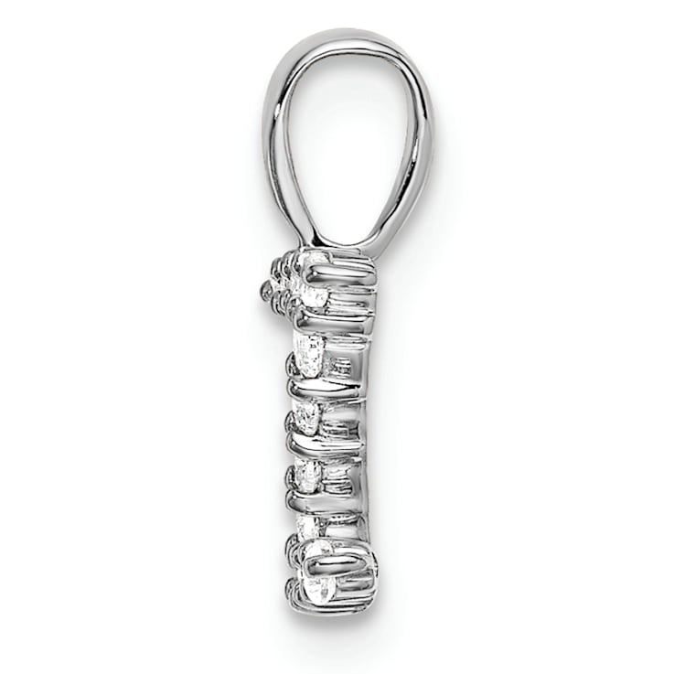 Rhodium Over 14K White Gold Lab Grown Diamond Letter Z Initial Pendant